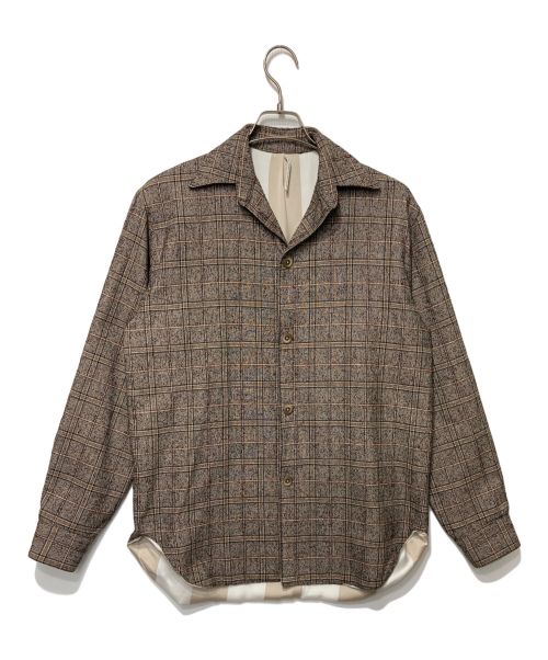 m's braque（エムズブラック）m's braque (エムズブラック) FULL LINING OPEN COLLAR SHIRT JACKET ブラウン サイズ:38の古着・服飾アイテム