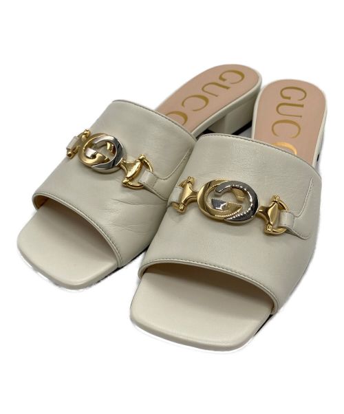 GUCCI（グッチ）GUCCI (グッチ) Zumi leather slide sandal ホワイト サイズ:37の古着・服飾アイテム