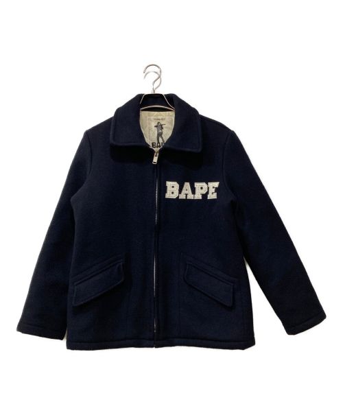 A BATHING APE（アベイシングエイプ）A BATHING APE (アベイシングエイプ) メルトンジャケット ネイビー サイズ:Mの古着・服飾アイテム