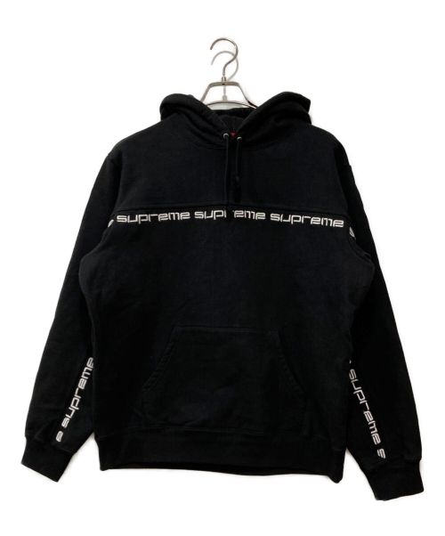 SUPREME（シュプリーム）Supreme (シュプリーム) 18AW Text Stripe Hooded Sweatshirt ブラック サイズ:Mの古着・服飾アイテム