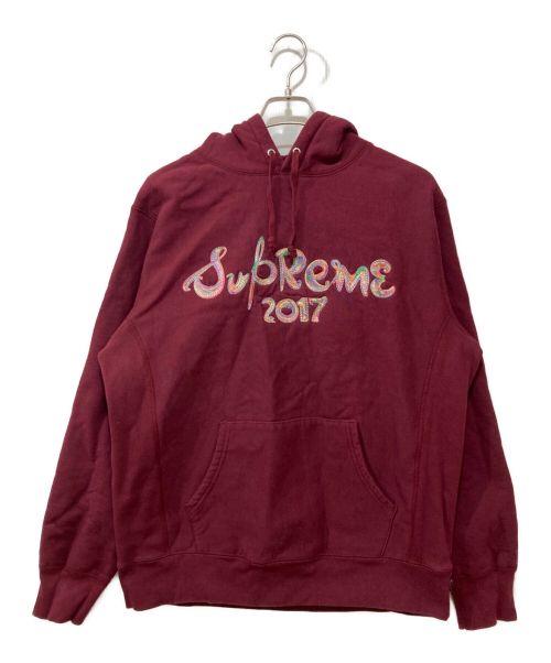 SUPREME（シュプリーム）Supreme (シュプリーム) 17AW Brush Logo Hooded Sweatshirt ボルドー サイズ:LARGEの古着・服飾アイテム