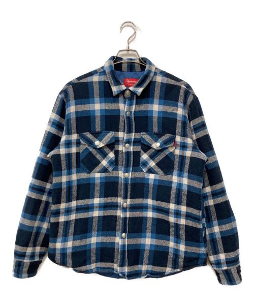 SUPREME（シュプリーム）SUPREME (シュプリーム) 17AW Quilted Arc Logo Flannel Shirt スカイブルー サイズ:Lの古着・服飾アイテム