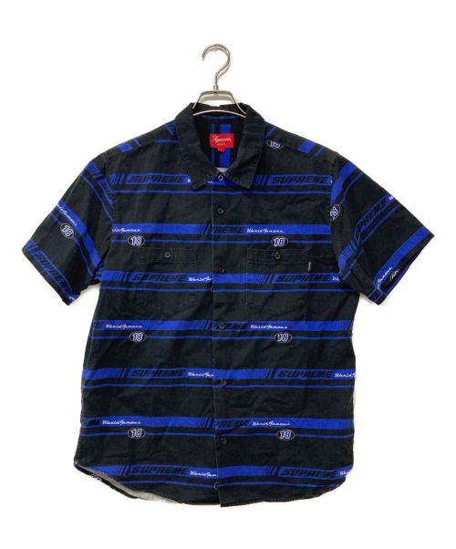 SUPREME（シュプリーム）Supreme (シュプリーム) Striped Racing Work Shirt ネイビー サイズ:Lの古着・服飾アイテム