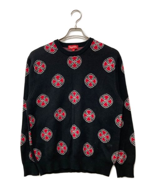 SUPREME（シュプリーム）SUPREME (シュプリーム) INDEPENDENT (インディペンデント) Crosses Sweater ブラック サイズ:Mの古着・服飾アイテム