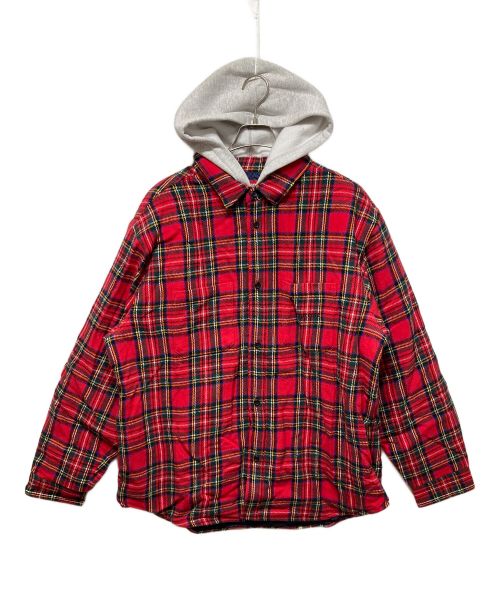 SUPREME（シュプリーム）SUPREME (シュプリーム) 23AW Tartan Flannel Hooded Shirt レッド サイズ:XLの古着・服飾アイテム