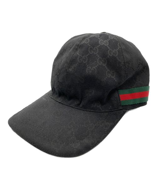 GUCCI（グッチ）GUCCI (グッチ) GGキャンバスベースボールキャップ ブラックの古着・服飾アイテム