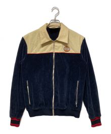 GUCCI（グッチ）の古着「Rib cotton velour zip-up jacket」｜ネイビー