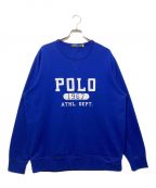 POLO RALPH LAURENポロ・ラルフローレン）の古着「フロッキーロゴクルーネックスウェット」｜ブルー