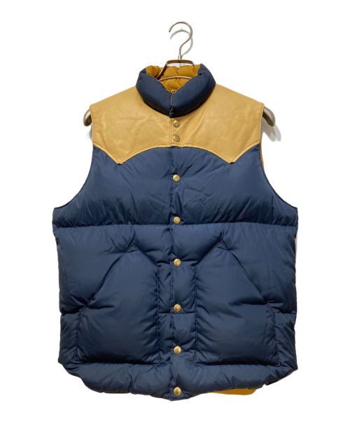 RockyMountainFeatherBed（ロッキーマウンテンフェザーベッド）RockyMountainFeatherBed (ロッキーマウンテンフェザーベッド) レザー切替ダウンベスト ネイビー サイズ:40の古着・服飾アイテム