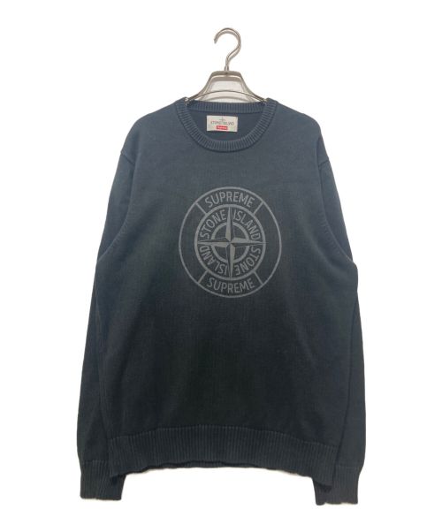 STONE ISLAND（ストーンアイランド）STONE ISLAND (ストーンアイランド) SUPREME (シュプリーム) REFLECTIVE COMPASS SWEATER ブラック サイズ:Lの古着・服飾アイテム