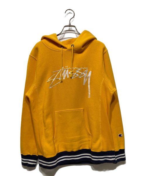 Champion（チャンピオン）Champion (チャンピオン) stussy (ステューシー) コラボ REVERSE WEAVE パーカー イエロー サイズ:Sの古着・服飾アイテム