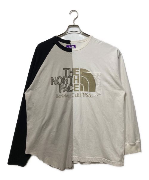 THE NORTHFACE PURPLELABEL（ザ・ノースフェイス パープルレーベル）THE NORTHFACE PURPLELABEL (ザ・ノースフェイス パープルレーベル) High Bulky Jersey L/S Logo Tee ホワイト×ブラック サイズ:Ⅼの古着・服飾アイテム