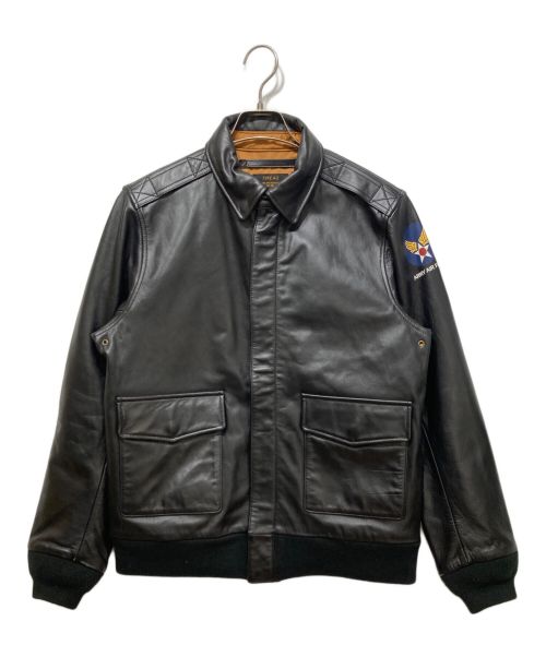 HOUSTON（ヒューストン）HOUSTON (ヒューストン) A-2 LEATHER JACKET ブラック サイズ:40の古着・服飾アイテム