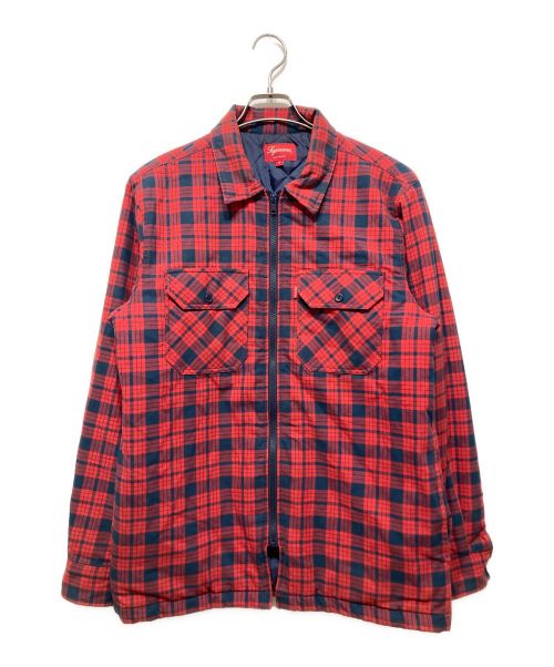 SUPREME（シュプリーム）SUPREME (シュプリーム) QUILTED ZIP FLANNEL SHIRT レッド サイズ:Ⅿの古着・服飾アイテム