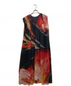 Ameriアメリ）の古着「2WAY ART PRINT SHEER DRESS」｜レッド×ブラック