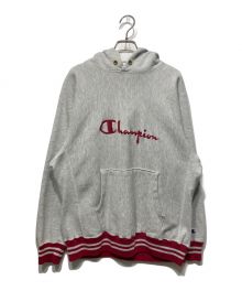 Champion（チャンピオン）の古着「リバースウィーブパーカー」｜グレー×レッド