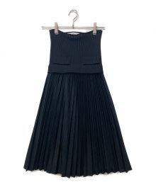 TOGA PULLA（トーガ プルラ）の古着「Rib knit pleated skirt/スカート」｜ブラック