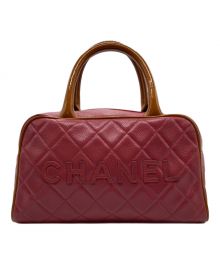 CHANEL（シャネル）の古着「キャビアスキン ロゴ ボーリングバッグ」｜ピンク