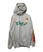 X-LARGEエクストララージ）の古着「PIGMENT DYLED PUFF LOGO PULLOVER HOODED SWEAT」｜グレー