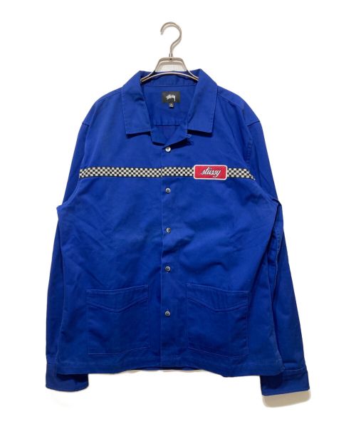 stussy（ステューシー）stussy (ステューシー) チェッカーワークカバーオール ネイビー サイズ:LLの古着・服飾アイテム