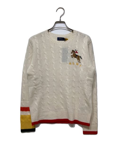 POLO RALPH LAUREN（ポロ・ラルフローレン）POLO RALPH LAUREN (ポロ・ラルフローレン) ウールカシミヤケーブルニットセーター ホワイト サイズ:Ⅿの古着・服飾アイテム