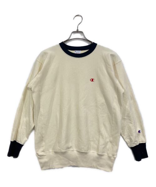 Champion REVERSE WEAVE（チャンピオン リバース ウィーブ）Champion REVERSE WEAVE (チャンピオン リバース ウィーブ) クルーネックスウェットシャツ アイボリー サイズ:Ⅿの古着・服飾アイテム