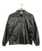 adidasアディダス）の古着「LEATHER TRACK JACKET」｜ブラック