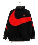 NIKEナイキ）の古着「BIG SWOOSH SHERPA JAKET」｜ブラック×レッド