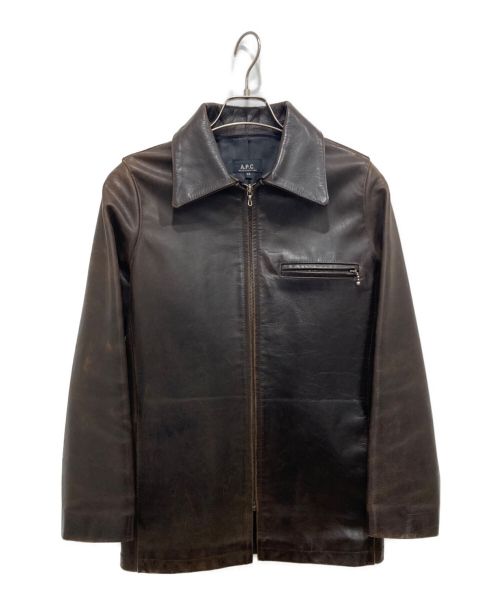 A.P.C.（アーペーセー）A.P.C. (アー・ペー・セー) シングルライダースジャケット ブラウン サイズ:XSの古着・服飾アイテム