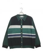 TTT MSWティー）の古着「Border Knit Cardigan」｜ブラック×グリーン