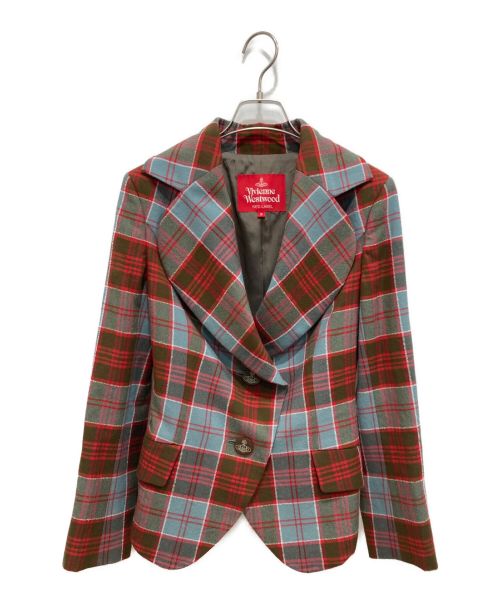 Vivienne Westwood RED LABEL（ヴィヴィアンウエストウッドレッドレーベル）Vivienne Westwood RED LABEL (ヴィヴィアンウエストウッドレッドレーベル) タータンチェックラブジャケット レッド サイズ:Mの古着・服飾アイテム