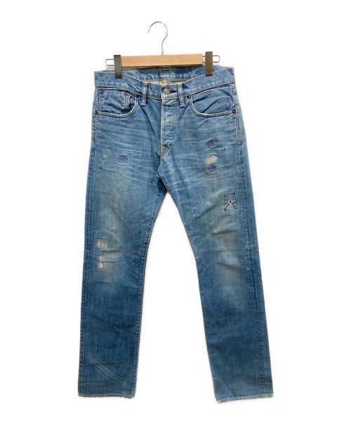 RRL（ダブルアールエル）RRL (ダブルアールエル) リペア加工デニムパンツ インディゴ サイズ:76cm(W30)の古着・服飾アイテム