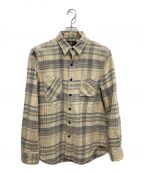 RRLダブルアールエル）の古着「PLAID CHECK WORK SHIRTS」｜ベージュ