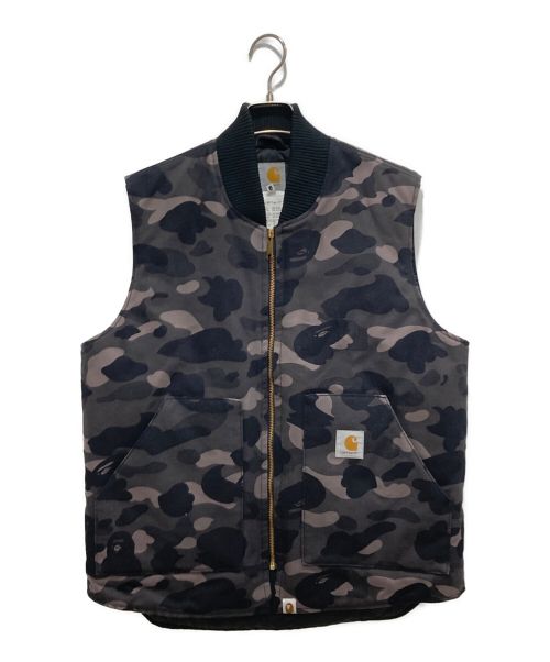 CarHartt（カーハート）CarHartt (カーハート) A BATHING APE (アベイシングエイプ) ダックベスト ブラック サイズ:Lの古着・服飾アイテム