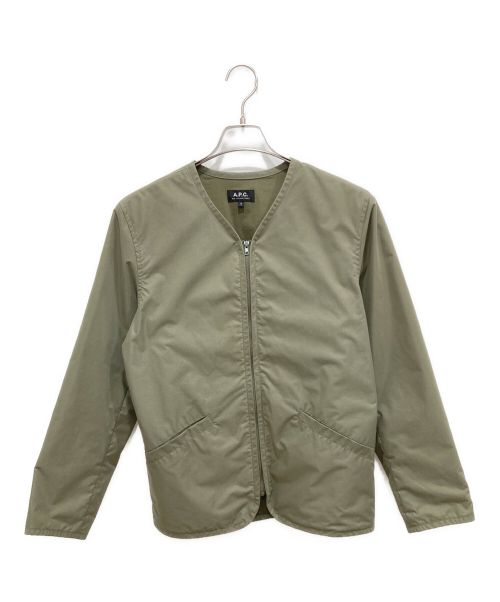 A.P.C.（アーペーセー）A.P.C. (アー・ペー・セー) ノーカラージャケット カーキ サイズ:Sの古着・服飾アイテム