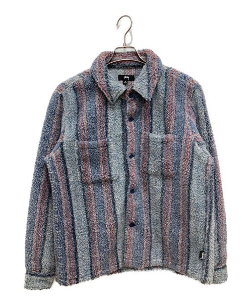 stussy（ステューシー）stussy (ステューシー) STRIPED SHERPA SHIRT ブルー サイズ:Sの古着・服飾アイテム