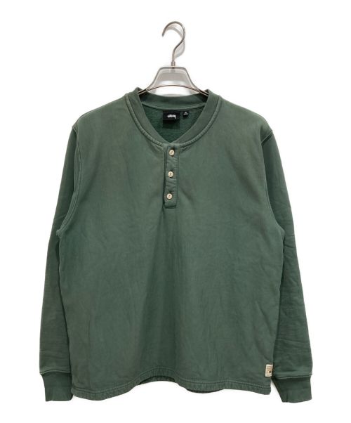 stussy（ステューシー）stussy (ステューシー) ヘンリーネックスウェット カーキ サイズ:Mの古着・服飾アイテム