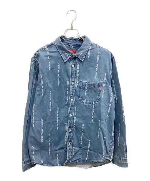 SUPREME（シュプリーム）SUPREME (シュプリーム) Logo Stripe Jacquard Denim Shirt インディゴ サイズ:Mの古着・服飾アイテム