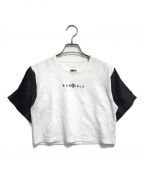 MM6 Maison Margielaエムエムシックス メゾンマルジェラ）の古着「バイカラーTシャツ」｜ホワイト×ブラック