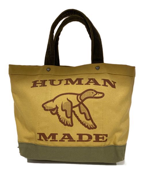 HUMAN MADE（ヒューマンメイド）HUMAN MADE (ヒューマンメイド) ダックロゴプリントキャンバススモールトートバッグ イエローの古着・服飾アイテム