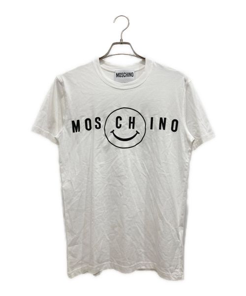 MOSCHINO（モスキーノ）MOSCHINO (モスキーノ) フロントロゴワッペンスマイル半袖Tシャツ ホワイト サイズ:46の古着・服飾アイテム