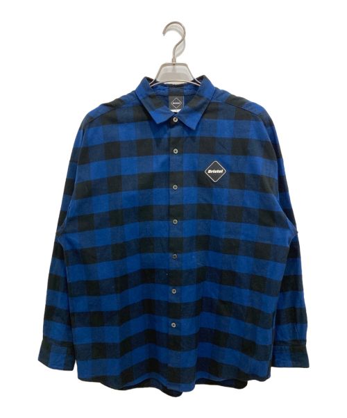 F.C.R.B.（エフシーアールビー）F.C.R.B. (エフシーアールビー) BIG LOGO FLANNEL BAGGY SHIRT ブルー サイズ:Sの古着・服飾アイテム