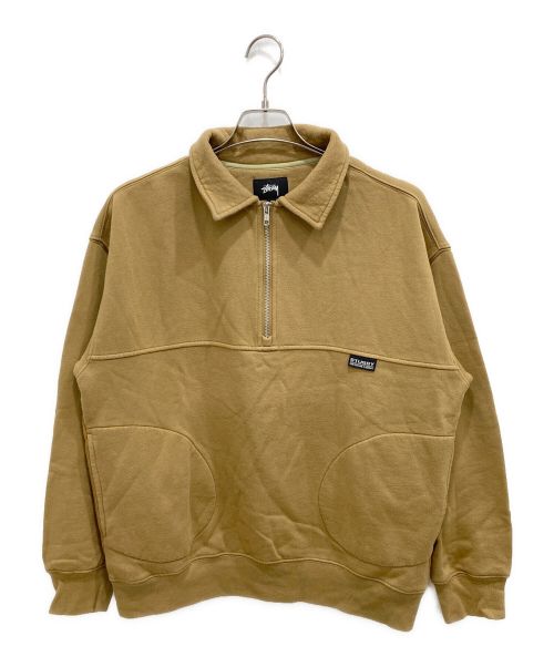 stussy（ステューシー）stussy (ステューシー) ハーフジップスウェット ブラウン サイズ:Sの古着・服飾アイテム