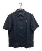 FRED PERRYフレッドペリー）の古着「Linen Pique Panel Shirt」｜ネイビー