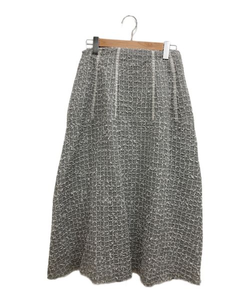 LE CIEL BLEU（ルシェルブルー）LE CIEL BLEU (ルシェルブルー) Fancy Tweed Slashed Waist Skirt グレー サイズ:M (38)の古着・服飾アイテム