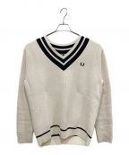 FRED PERRYフレッドペリー）の古着「Striped Trim V-Neck Sweater Jumper」｜ベージュ