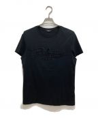 BALMAINバルマン）の古着「FLOCKED LOGO PRINT TEE」｜ブラック