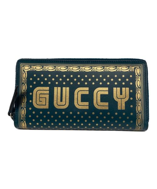 GUCCI（グッチ）GUCCI (グッチ) GUCCYセガロゴ長財布 グリーンの古着・服飾アイテム