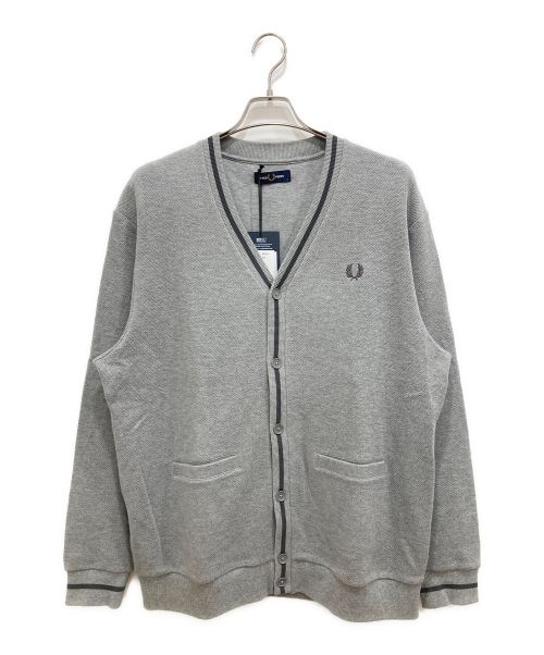 FRED PERRY（フレッドペリー）FRED PERRY (フレッドペリー) Tipped Pique Texture Cardigan グレー サイズ:Lの古着・服飾アイテム