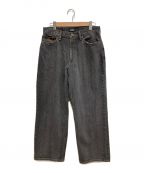 X-LARGEエクストララージ）の古着「LA STITCH WIDE LEG DENIM PANTS」｜ブラック